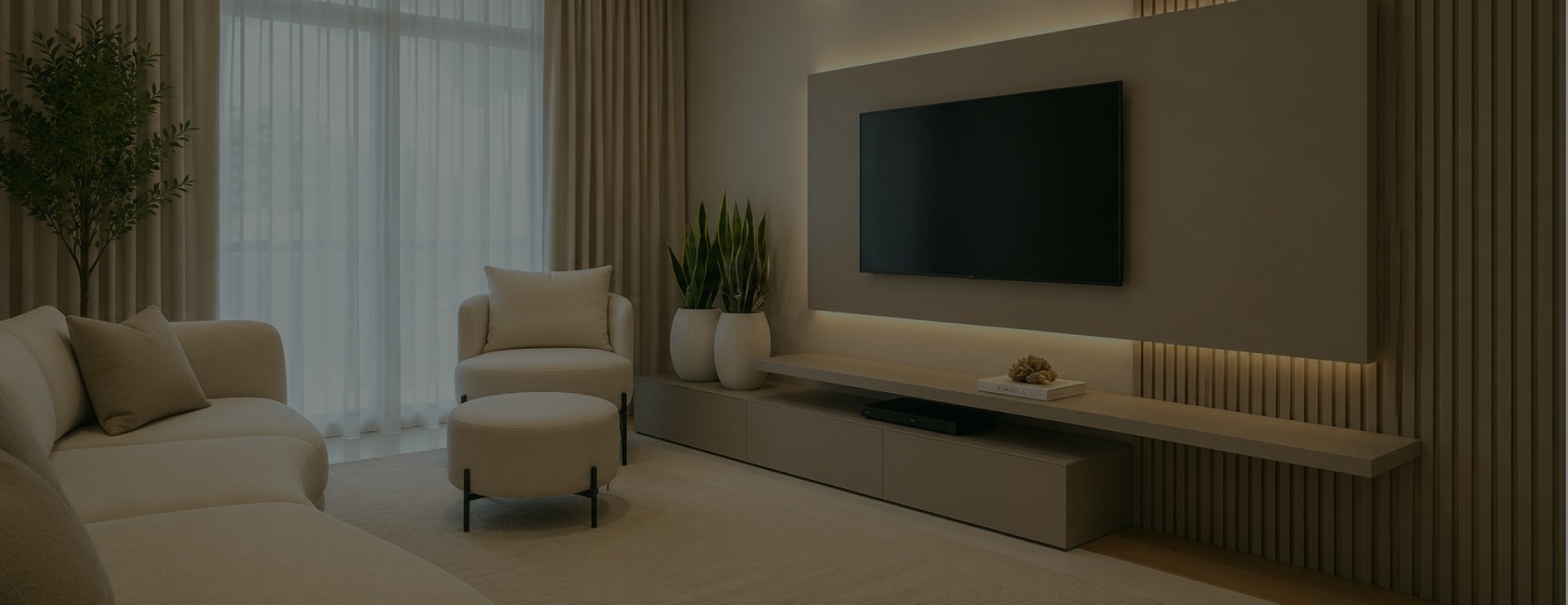 Bright, spacious living room interior design by Southern Interior & Fitout LLC